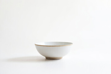 Poster - White Bowl with Brown Rim on White Background