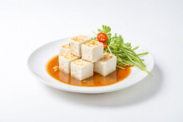Wall Mural - Steamed Tofu with Sauce and Greens