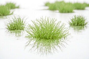 Canvas Print - Green Grass Reflection in Water