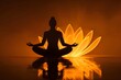 © Photock Agency - Silhouette of a Woman Meditating in Front of a Lotus