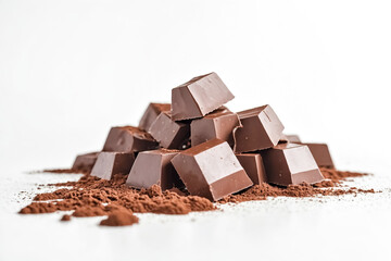 Sticker - Delicious Chocolate Pieces on Cocoa Powder