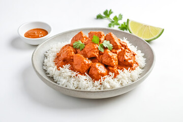 Canvas Print - Chicken Tikka Masala with Rice and Lime