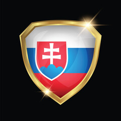 Canvas Print - Slovakia Flag Golden Shield Logo