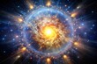 © ilyas - Explosion microscopic background, galaxy concept Generative AI