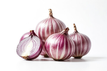 Wall Mural - Red Onions on White Background
