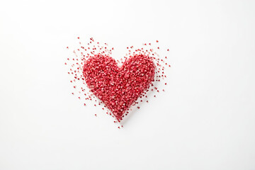 Canvas Print - Red Heart Confetti on White Background