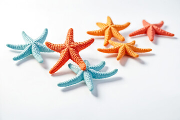 Wall Mural - Colorful Starfish on White Background