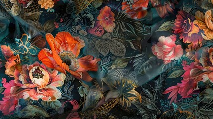 Wall Mural - Innovative Designs in Digital Textiles Incorporating Baroque Elements and Unique Concepts