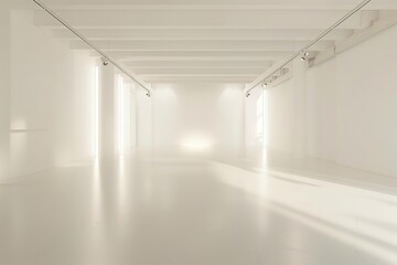 Wall Mural - empty interior space floor architecture white inside hall modern room light wall building design background construction perspective structure corridor indoor office