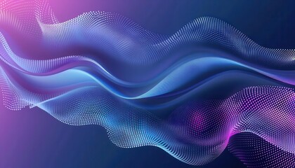 Poster - abstract background with dynamic blue and purple gradient dotted pattern smooth waves