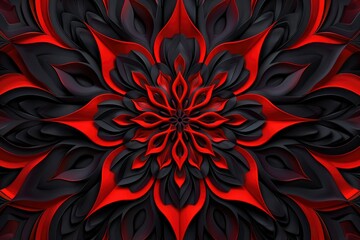 Wall Mural - Abstract red and black background with a pattern in the middle - generrative ai