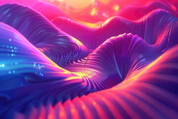 Wall Mural - 3d three dimensional abstract background with neon colors - generative ai