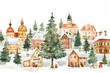 © Newstep - Charming Christmas village in winter with decorated tree and snow-covered rooftops, capturing the festive spirit of the holiday season.