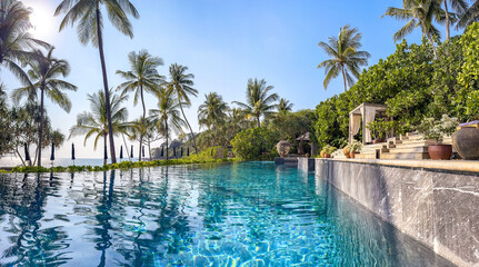 Canvas Print - Pool villa in resort in trisara beach in Bang Tao, Phuket, Thailand