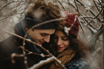 Canvas Print - a couple in the woods