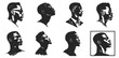 © Black Pig - Set of vector icons silhouette of black man head minimal logo design