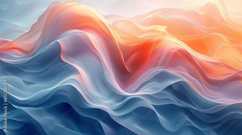 A serene abstract background with flowing curves and lines in soft ...