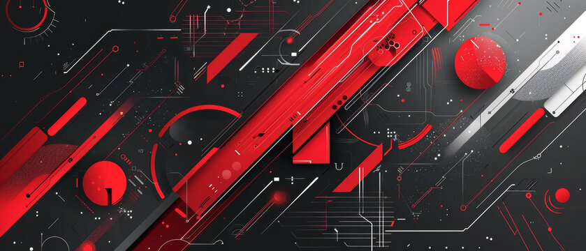 Innovative red and gray abstract illustrations for a futuristic modern aesthetic.
