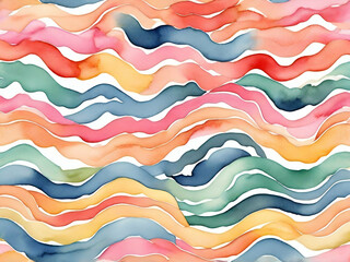 Wall Mural - abstract childish Cute Line Watercolor Colorful Zigzag Brush. Pastel Hand Squama Snake