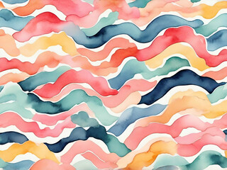 Wall Mural - abstract childish Cute Line Watercolor Colorful Brush Pastel wave