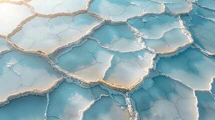 Canvas Print - Abstract aerial view of a salt flat, where the natural patterns created by the drying process form a unique and visually captivating landscape. Abstract Backgrounds Illustration, Minimalism,