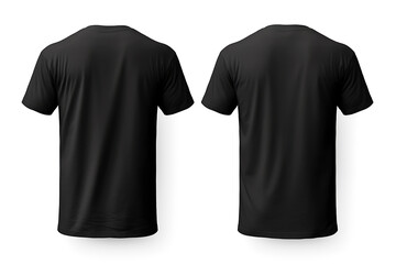 Wall Mural - Plain black t-shirt back view in isolated background.  Mens t-shirt mockup template. AI generated. 