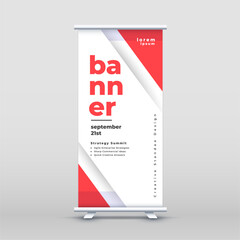 Wall Mural - white and red roll up standee cover banner for company conferences