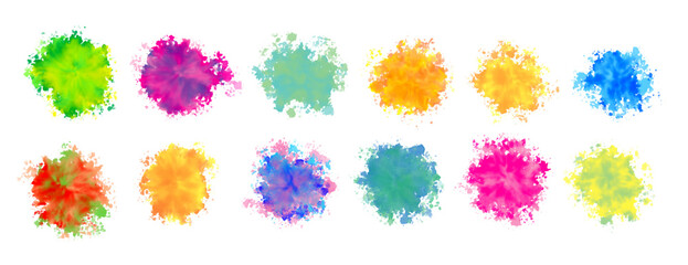 Sticker - colorful vibrant ink blot abstract backdrop in pack