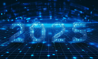 Vector illustration of a futuristic glowing blue number 