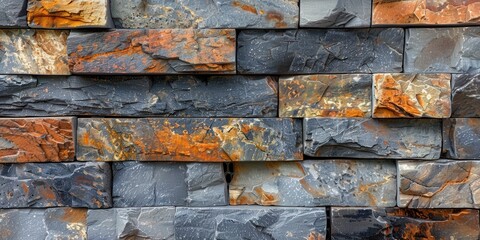 Poster - Stone Wall Texture with Varied Color Tones