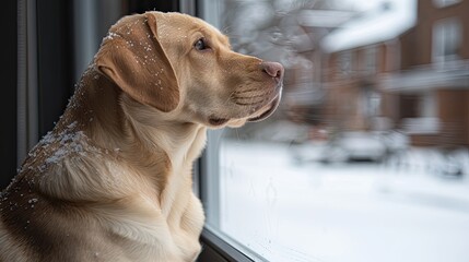 Poster - dog in the window HD 8K wallpaper Stock Photographic Imag 