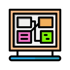 Poster - Notice board lineal icon. business information board, university, message flat icons. Suitable for websites, UI and mobile apps.