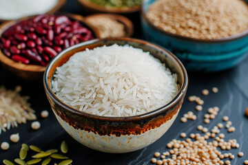 bowl of rice on wooden table