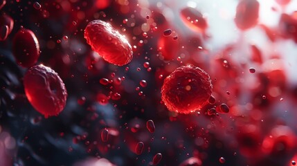 Wall Mural - 3d render of a blood globulins under the microscope. model 3d illustration.