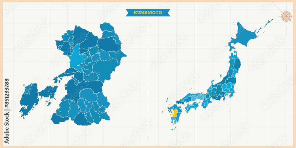 A Map highlighting Kumamoto in the Japan Map, Kumamoto and Japan modern ...