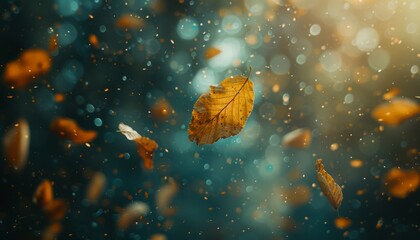Wall Mural - falling tree leaves in the park.