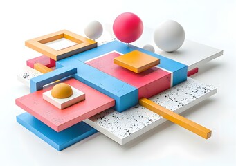 Sticker - playful 3d shapes composition