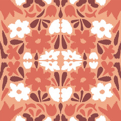 Wall Mural - pattern is traditional local fabric design featuring floral and foliage motifs in continuous ikat patterns.  the background is beautifully shaded in tones of tan , suitable for fashion. brown color.