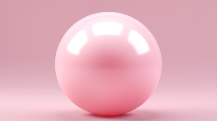 Wall Mural - Abstract 3D Rendering of a Glossy Pink Sphere on a Pastel Background