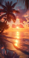 Wall Mural - Sunset on the Tropical Beach
