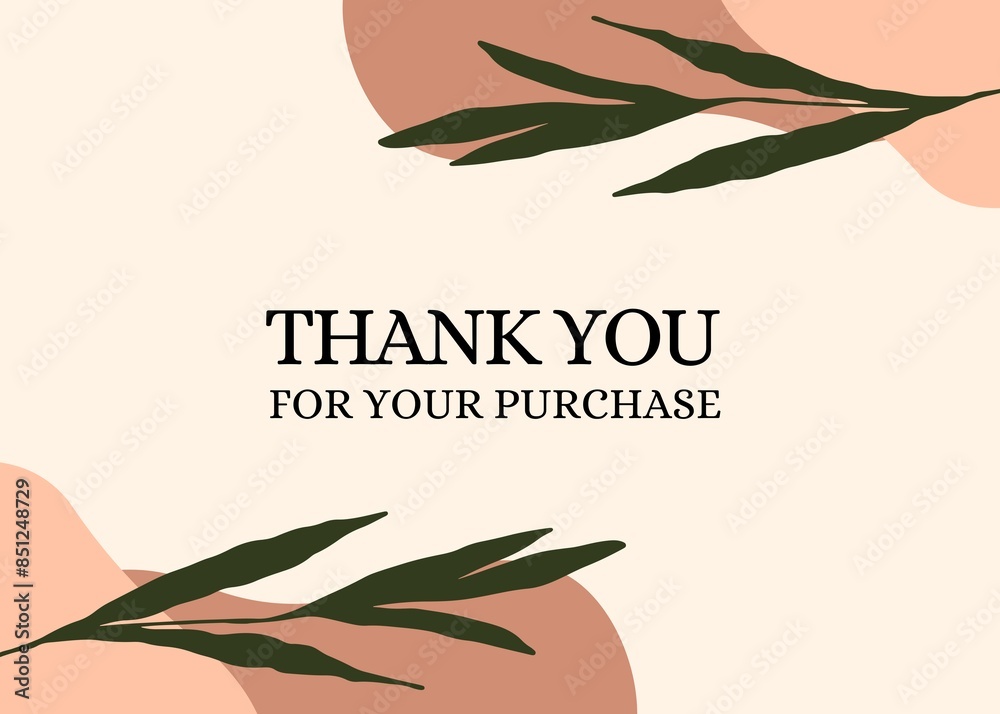Thank you card with leaves and shapes for your purchase Stock ...