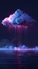 Poster - A geometric cloud built from triangular wireframe elements, emphasizing its structured and modular nature