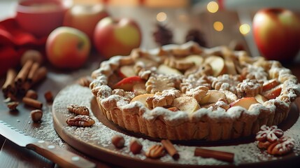 Pie with apples and cinnamon image