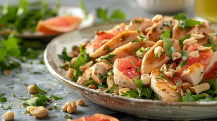 Wall Mural - Salad with chicken and grapefruit image