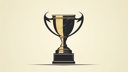 minimalist vector design of a trophy in a monochrome palette, suitable for elegant stationery, brand