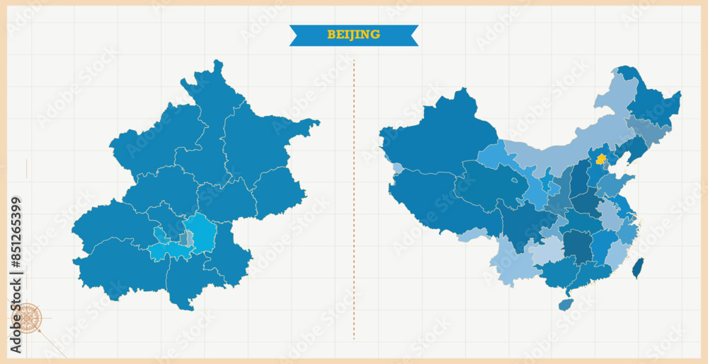 A Map highlighting Beijing in the China Map, Beijing and China modern ...