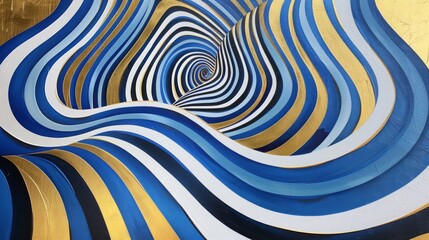 Wall Mural - luxury blue and golden lines texture pattern background, 16:9