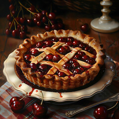 Canvas Print - Cherry Pie Day, Cherry Pie, Pie