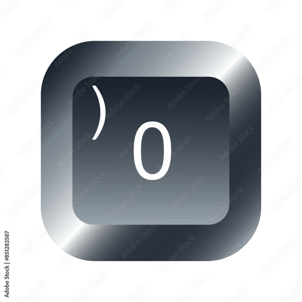 QWERTY button on laptop. Vector. The Number 0 Keyboard with a simple ...