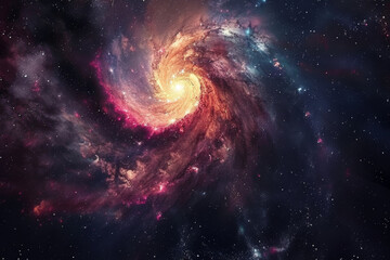 beautiful spiral galaxy in deep space with stars and nebula